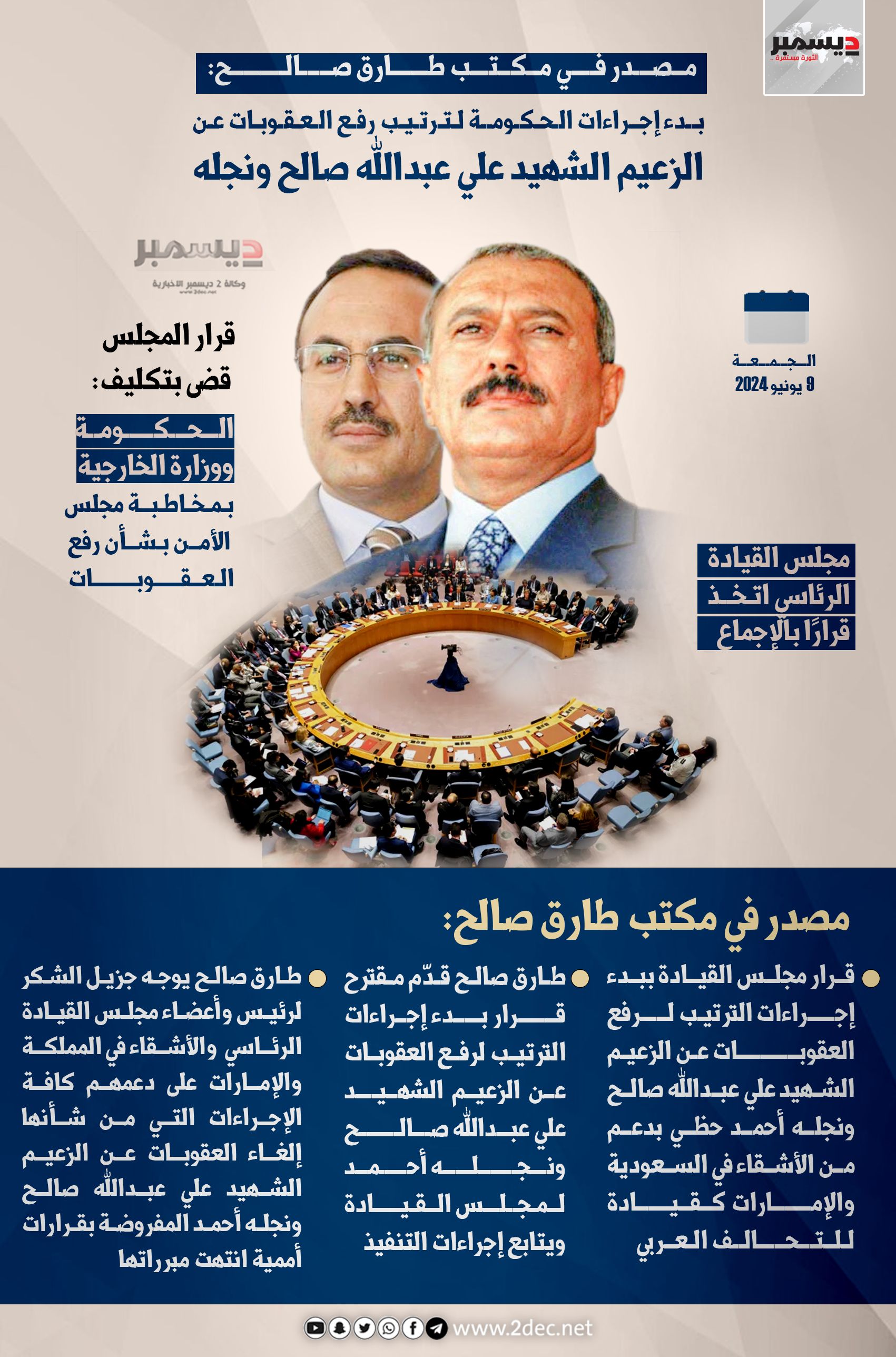 بدء إجراءات الحكومة لترتيب رفع العقوبات عن الزعيم الشهيد علي عبدالله صالح ونجله